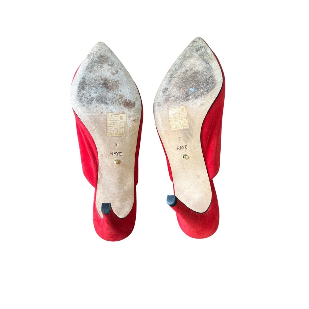 RAYE Red Velvet Pointed Toe V-Cut Stiletto Mules RYHE428 S18 Size 7 - Picture 4 of 5